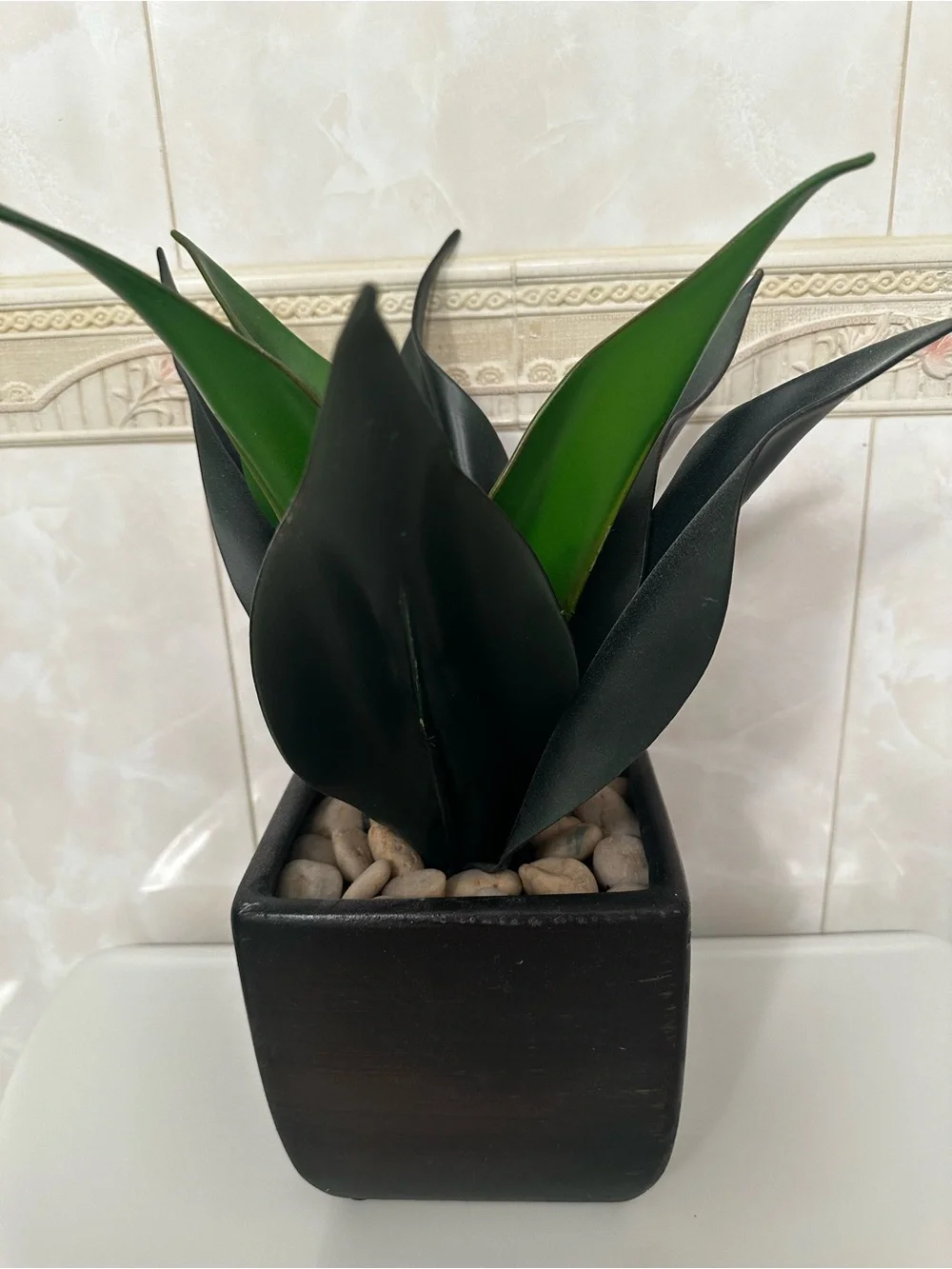 12” Agave Succulent Artificial Plant Home Decor In Black Square Planter